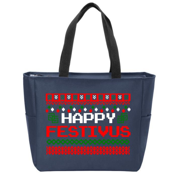 Happy Festivus Ugly Christmas Zip Tote Bag