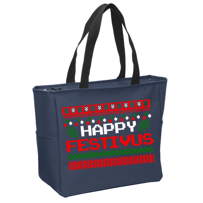 Happy Festivus Ugly Christmas Zip Tote Bag