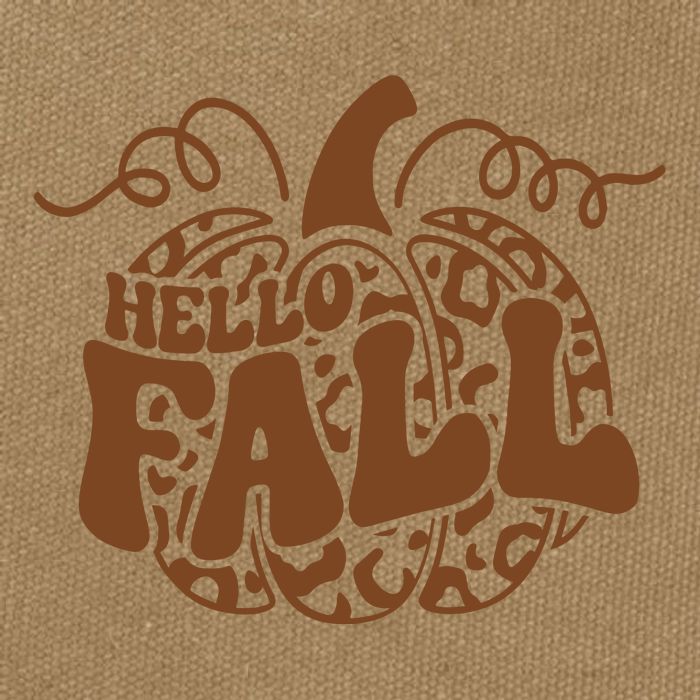 Hello Fall Vibes Leopard Pumpkin Cotton Canvas Backpack