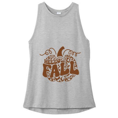 Hello Fall Vibes Leopard Pumpkin Ladies PosiCharge Tri-Blend Wicking Tank