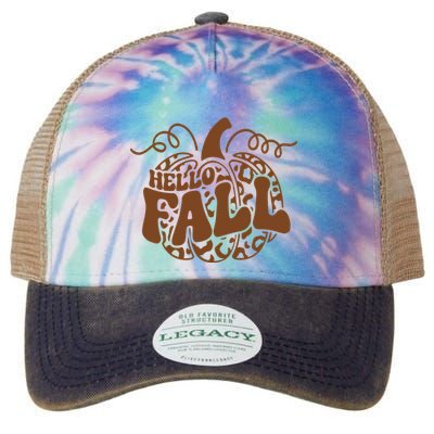 Hello Fall Vibes Leopard Pumpkin Legacy Tie Dye Trucker Hat