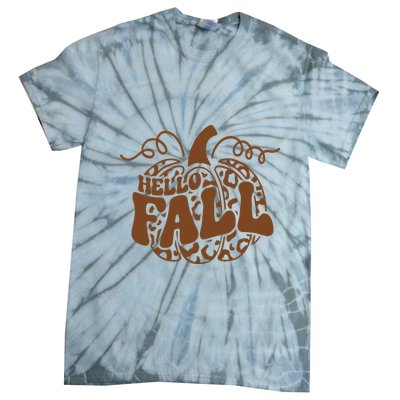 Hello Fall Vibes Leopard Pumpkin Tie-Dye T-Shirt
