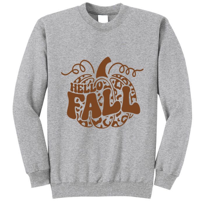 Hello Fall Vibes Leopard Pumpkin Tall Sweatshirt