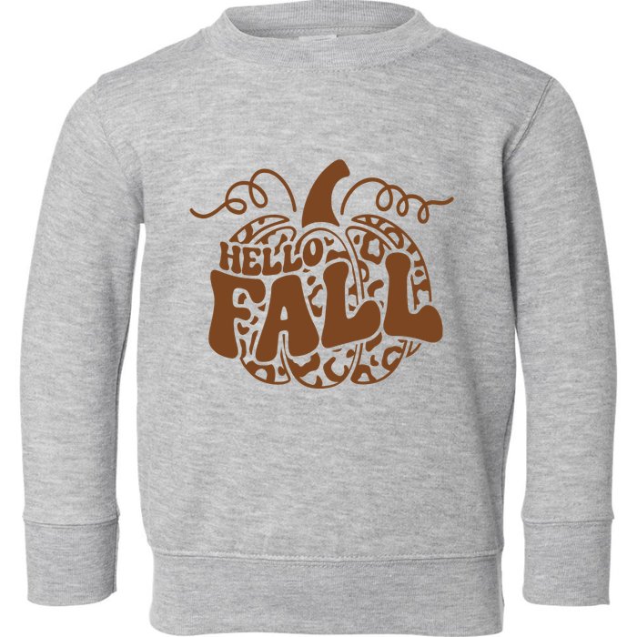 Hello Fall Vibes Leopard Pumpkin Toddler Sweatshirt