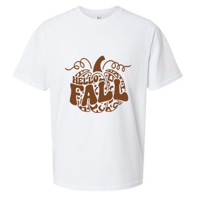 Hello Fall Vibes Leopard Pumpkin Sueded Cloud Jersey T-Shirt