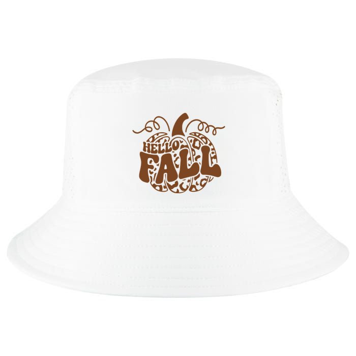 Hello Fall Vibes Leopard Pumpkin Cool Comfort Performance Bucket Hat