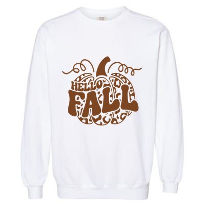 Hello Fall Vibes Leopard Pumpkin Garment-Dyed Sweatshirt