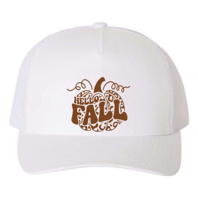 Hello Fall Vibes Leopard Pumpkin Yupoong Adult 5-Panel Trucker Hat