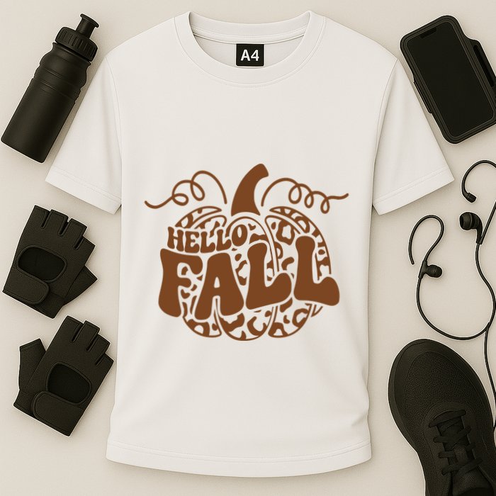 Hello Fall Vibes Leopard Pumpkin Performance Shirt