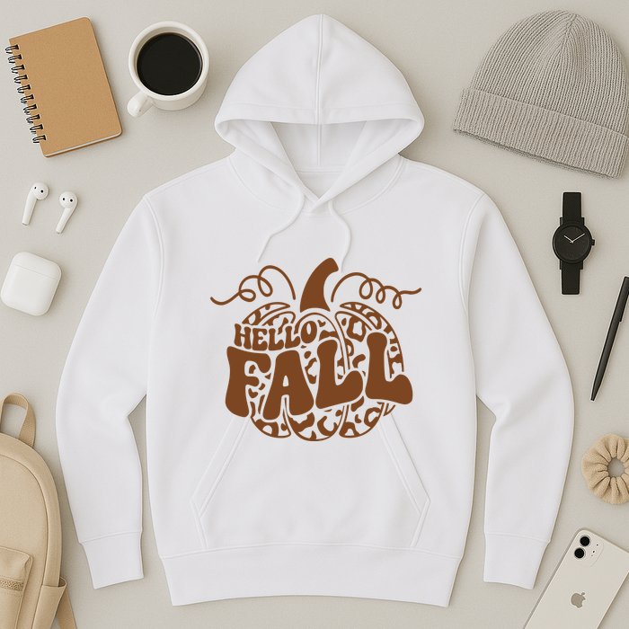 Hello Fall Vibes Leopard Pumpkin Hoodie