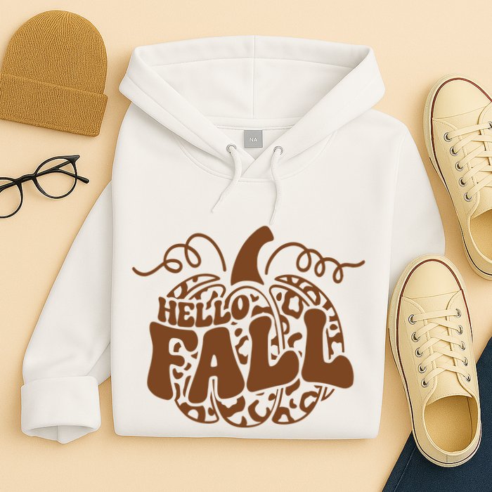 Hello Fall Vibes Leopard Pumpkin Hoodie
