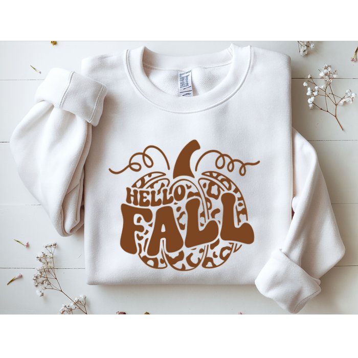 Hello Fall Vibes Leopard Pumpkin Sweatshirt