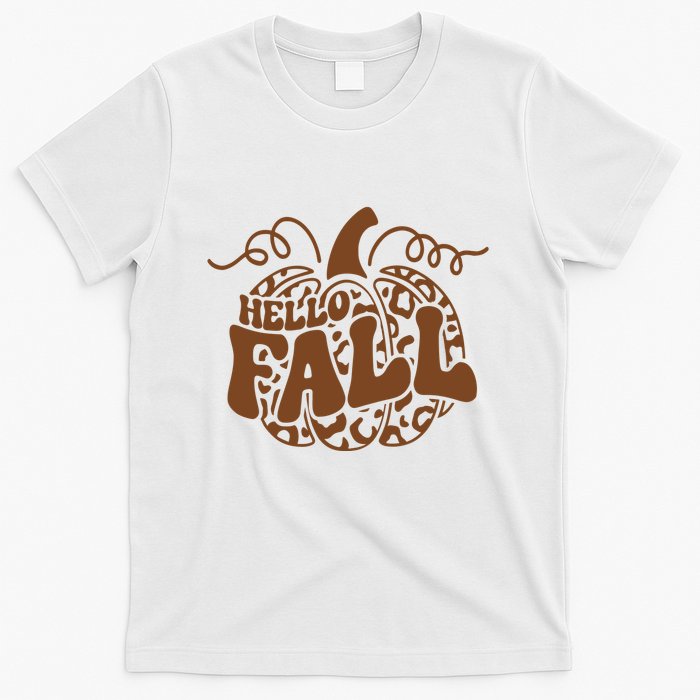 Hello Fall Vibes Leopard Pumpkin T-Shirt