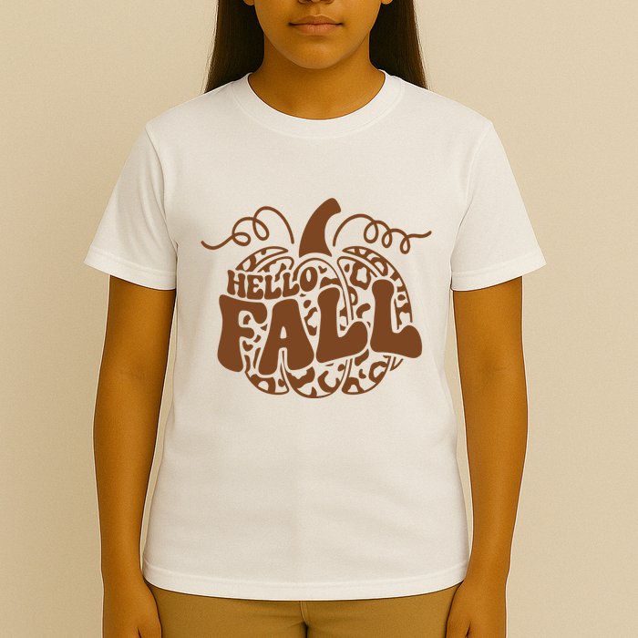 Hello Fall Vibes Leopard Pumpkin T-Shirt