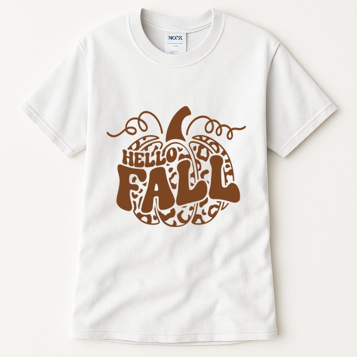 Hello Fall Vibes Leopard Pumpkin Tall T-Shirt