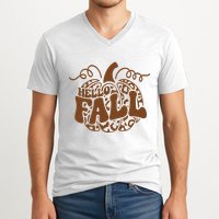 Hello Fall Vibes Leopard Pumpkin V-Neck T-Shirt