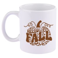 Hello Fall Vibes Leopard Pumpkin 11oz C Handle Ceramic Mug