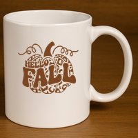 Hello Fall Vibes Leopard Pumpkin 11oz C Handle Ceramic Mug