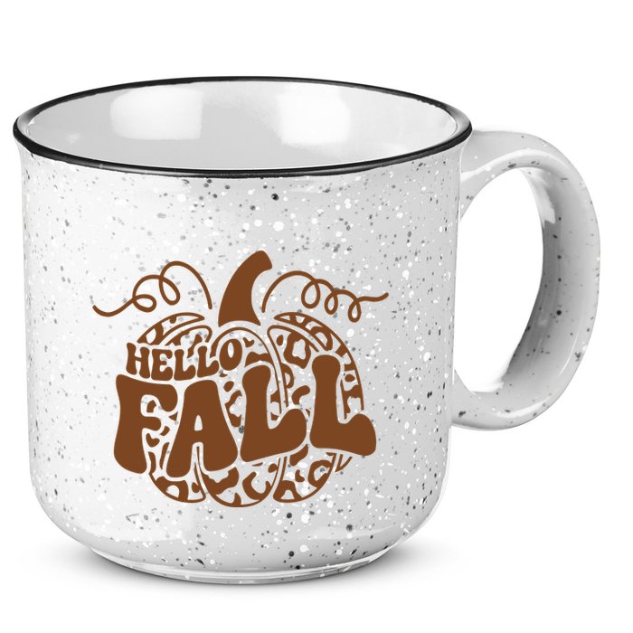 Hello Fall Vibes Leopard Pumpkin 15oz Campfire Ceramic Mug