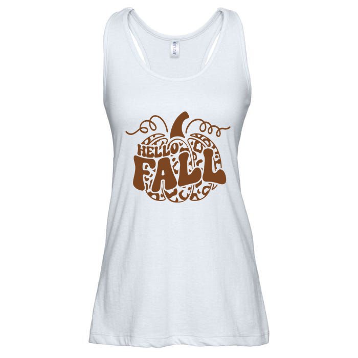 Hello Fall Vibes Leopard Pumpkin Ladies Essential Flowy Tank
