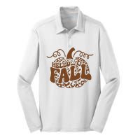 Hello Fall Vibes Leopard Pumpkin Silk Touch Performance Long Sleeve Polo