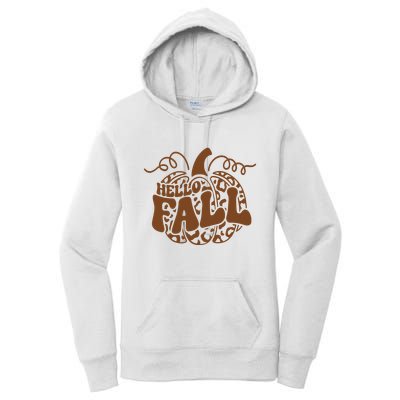 Hello Fall Vibes Leopard Pumpkin Women's Pullover Hoodie
