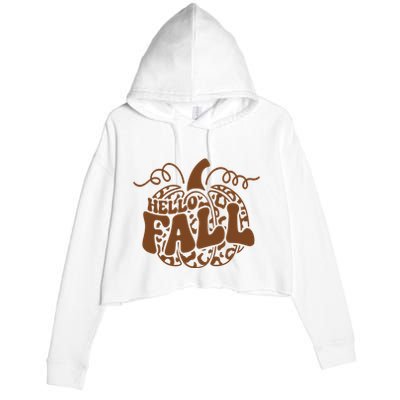 Hello Fall Vibes Leopard Pumpkin Crop Fleece Hoodie