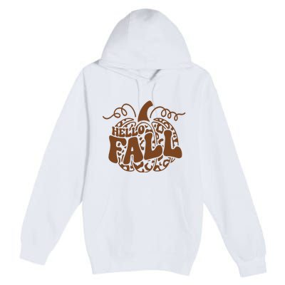 Hello Fall Vibes Leopard Pumpkin Premium Pullover Hoodie