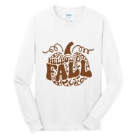 Hello Fall Vibes Leopard Pumpkin Tall Long Sleeve T-Shirt