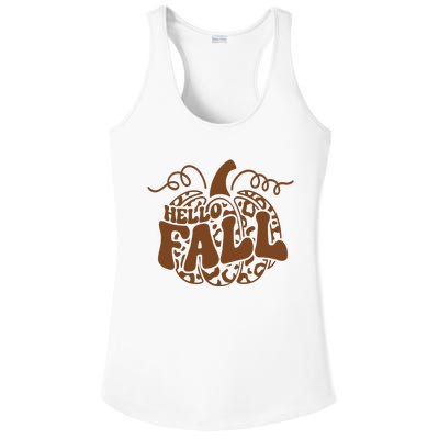 Hello Fall Vibes Leopard Pumpkin Ladies PosiCharge Competitor Racerback Tank