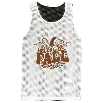 Hello Fall Vibes Leopard Pumpkin Mesh Reversible Basketball Jersey Tank