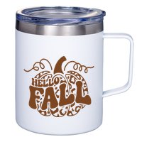 Hello Fall Vibes Leopard Pumpkin 12oz Stainless Steel Coffee Mug