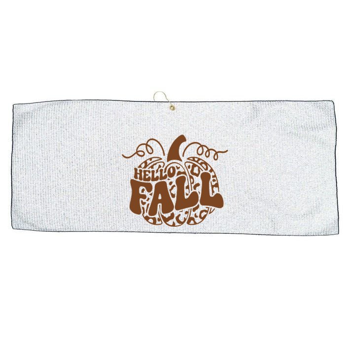 Hello Fall Vibes Leopard Pumpkin Large Microfiber Waffle Golf Towel