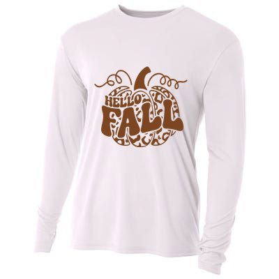 Hello Fall Vibes Leopard Pumpkin Cooling Performance Long Sleeve Crew