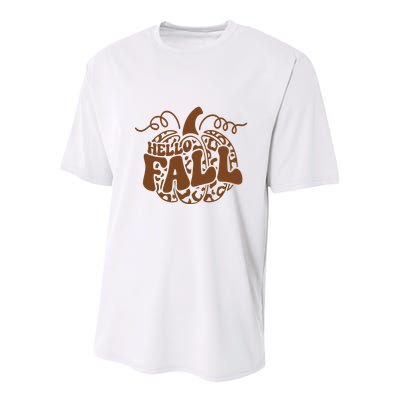 Hello Fall Vibes Leopard Pumpkin Youth Performance Sprint T-Shirt
