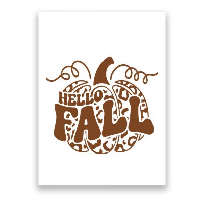 Hello Fall Vibes Leopard Pumpkin Poster