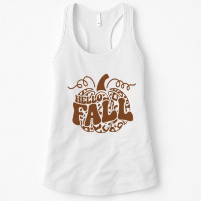 Hello Fall Vibes Leopard Pumpkin Womens Tank Top