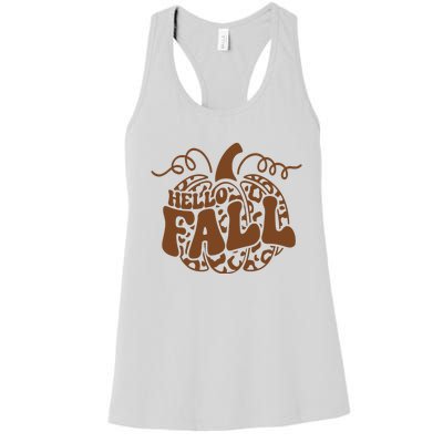 Hello Fall Vibes Leopard Pumpkin Women's Racerback Tank