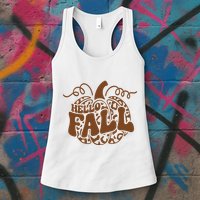 Hello Fall Vibes Leopard Pumpkin Womens Tank Top
