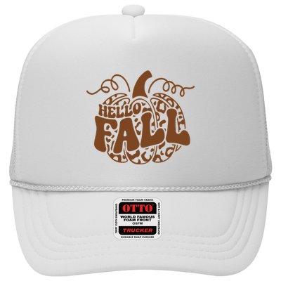 Hello Fall Vibes Leopard Pumpkin Trucker Hat