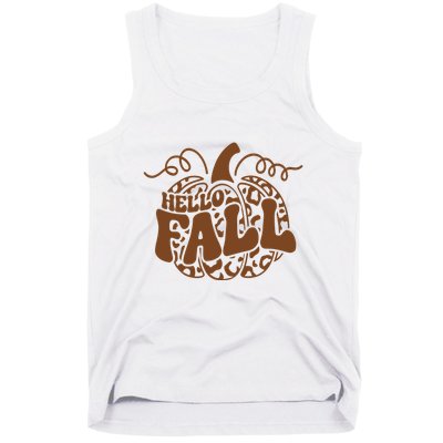 Hello Fall Vibes Leopard Pumpkin Tank Top