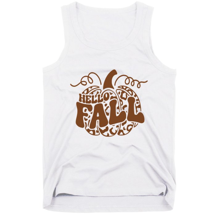 Hello Fall Vibes Leopard Pumpkin Tank Top