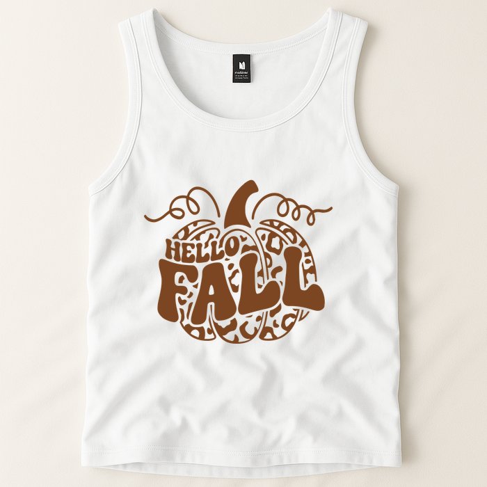 Hello Fall Vibes Leopard Pumpkin Tank Top