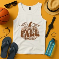 Hello Fall Vibes Leopard Pumpkin Tank Top