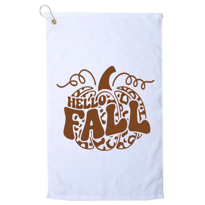 Hello Fall Vibes Leopard Pumpkin Golf Towel