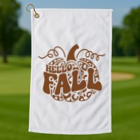 Hello Fall Vibes Leopard Pumpkin Golf Towel