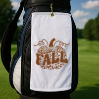 Hello Fall Vibes Leopard Pumpkin Golf Towel