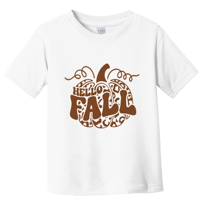Hello Fall Vibes Leopard Pumpkin Toddler T-Shirt