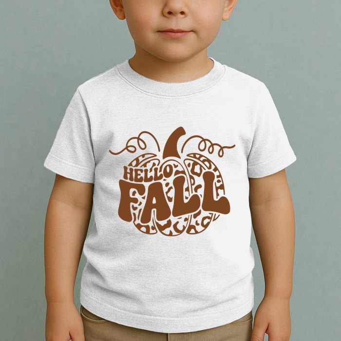 Hello Fall Vibes Leopard Pumpkin Toddler T-Shirt