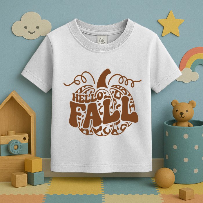 Hello Fall Vibes Leopard Pumpkin Toddler T-Shirt